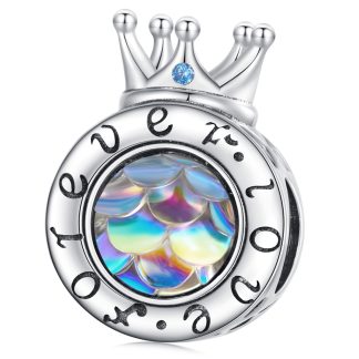 Srebrny charms w koronie z grawerem ,,Wieczna miłość" koralik beads srebro 925