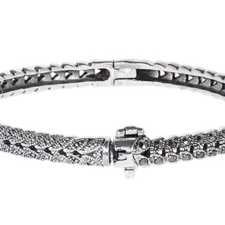 Oksydowana srebrna bransoletka z markazytem bangle