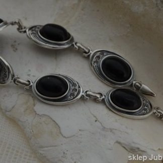 DUOMO - srebrna bransoletka onyks z kryształami