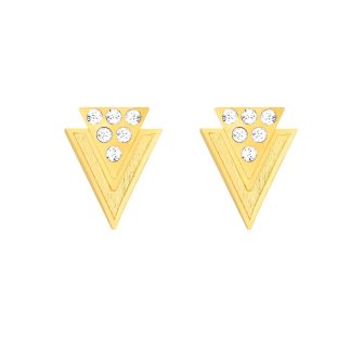 Złote kolczyki trójkąty z kryształkami SWAROVSKI® CRYSTAL
