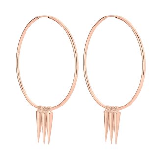 Kolczyki duże koła z kłami z różowego złota