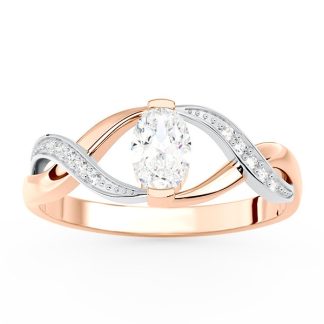 Pierścionek z różowego i białego złota z szafirem white i brylantami AP-69PB