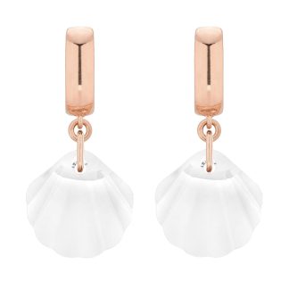 Kolczyki z różowego złota z muszelką SWAROVSKI® CRYSTAL