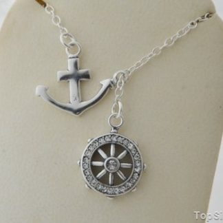 NAVY STER KOTWICA – srebrny naszyjnik z cyrkoniami