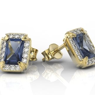 Kolczyki z żółtego złota z szafirami i diamentami LPK-84Z-R