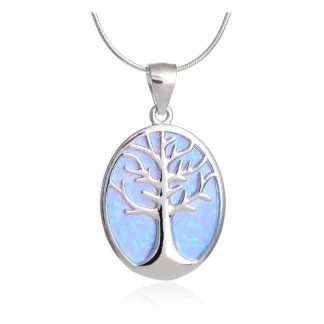 Zawieszka srebrna drzewko szczęścia  z niebieskim opalem