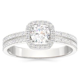 Pierścionek z białego złota z białym topazem Swarovski i cyrkoniami BP-52B-C