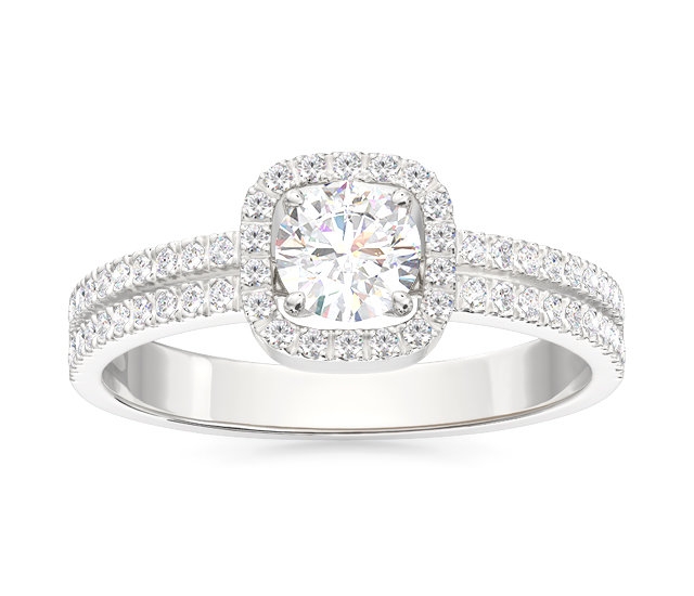 Pierścionek z białego złota z białym topazem Swarovski i cyrkoniami BP-52B-C
