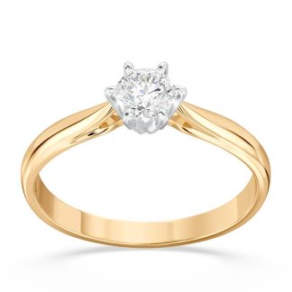 Pierścionek z brylantem certyfikowanym 0,30ct F/VVS1 z żółtego i białego złota AP-6630ZB