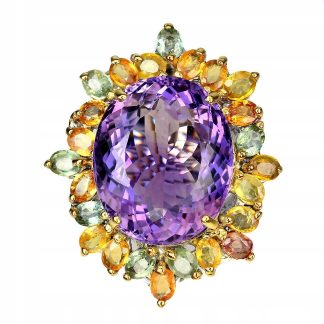 925 Pierścionek r 18 22.42ct ametyst szafir Songea