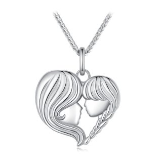 N069 Serce mama i córka srebrny naszyjnik regulacja