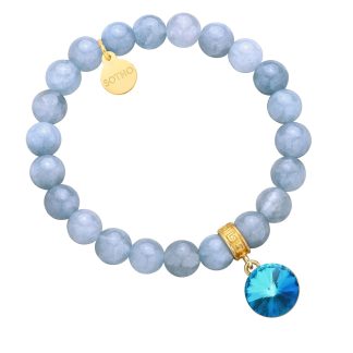 Brudnoniebieska bransoletka z anhydrytu zdobiona kryształem SWAROVSKI® CRYSTAL