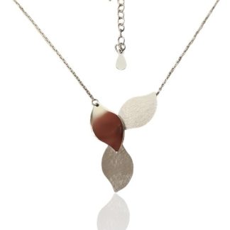 Naszyjnik srebrny listki  satynowany i gładki