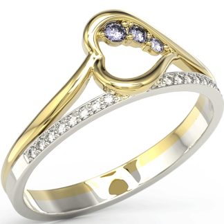 Pierścionek z żółtego i białego złota z tanzanitami i brylantami BP-83ZB