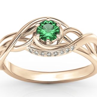 Pierścionek z różowego złota ze szmaragdem i brylantami BP-7130P