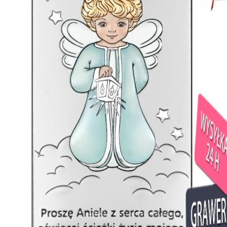 Obrazek aniołek z latarenką 7*14 cm  - kolorowy