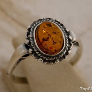 COGNAC - srebrny pierścionek z bursztynem