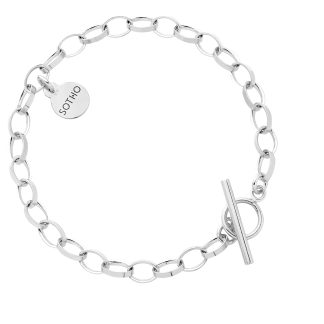 Srebrna masywna bransoletka z ozdobnym zapięciem