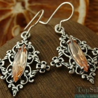 JUNGA - srebrne kolczyki z topazem złocistym