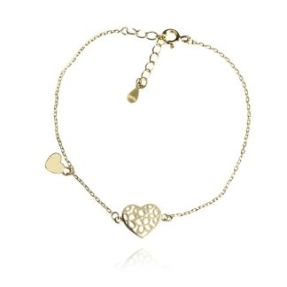 Bransoletka srebrna pozłacana serduszka