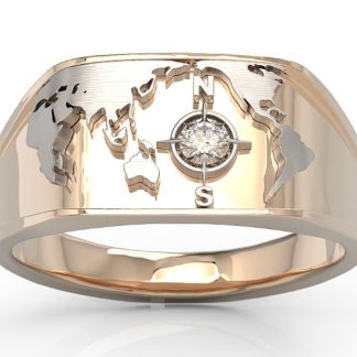 Sygnet Morski z różowego i białego złota z brylantem SJ-1410PB