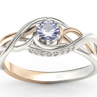 Pierścionek z białego i różowego złota z tanzanitem i brylantami BP-7130BP