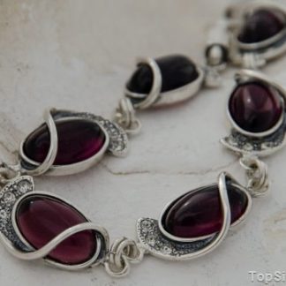 PENELOPA - srebrna bransoletka z ametystem i kryształkami