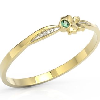 Pierścionek motylek z żółtego złota z zieloną cyrkonią BP-89Z-R-C