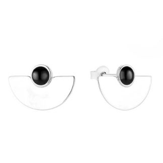 Kolczyki srebrne  z onyksem - spodki