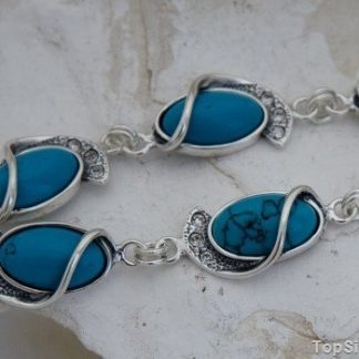 BOWI - srebrna bransoletka z turkusami