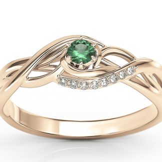 Pierścionek z różowego złota ze szmaragdem i brylantami BP-71B
