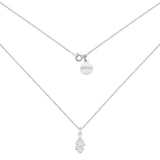 Srebrny naszyjnik z liściem : Długość - 70 cm