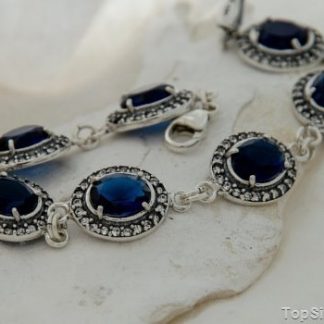 BENSON - srebrna bransoletka z szafirami i cyrkoni