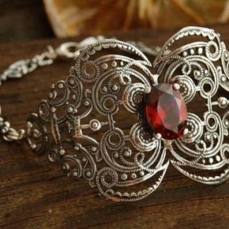 COLUMBIA - srebrna bransoleta z granatem