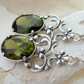 FAUNO - srebrne kolczyki z oliwinem