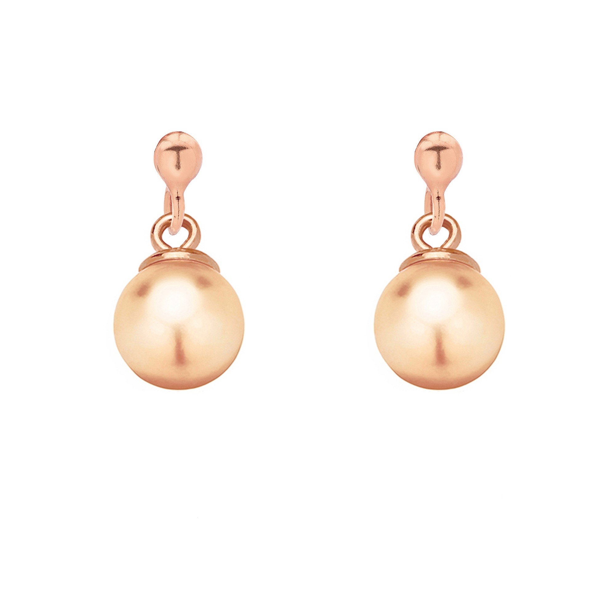 Kolczyki z różowego złota z łososiową perłą SWAROVSKI® CRYSTAL