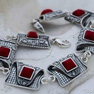 MYSTIC - srebrna bransoletka koral z kryształkami