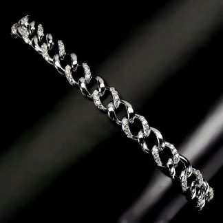 Delikatna 925 piękna bransoletka srebrna cyrkonie AAA