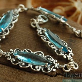 LAUREN - srebrna bransoletka z akwamarynem