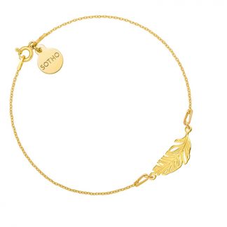Złota bransoletka z piórkiem