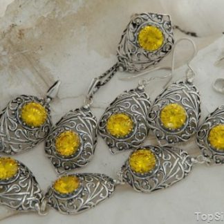 JUKON - srebrny komplet biżuterii z cytrynem