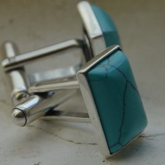 SPINKA MANKIETOWA Z TURKUSEM - spinka do koszuli