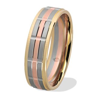 Obrączka z żółtego, czerwonego i białego złota palladowego ŁN-29ZCB-EXTRA light-m