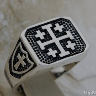 KRZYŻ JEROZOLIMSKI - srebrny męski sygnet