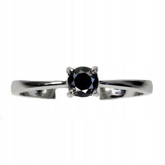 Pierścionek czarny diament 0.33ct srebrny r 16.5