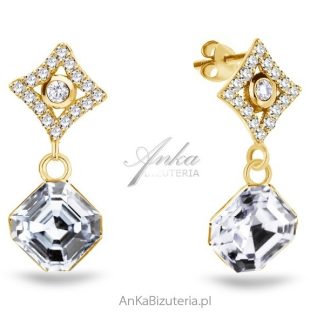 Kolczyki srebrne pozłacane crystals regal w kolorze cristal