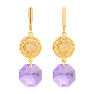 Złote długie kolczyki z medalionami i kryształami SWAROVSKI® CRYSTAL