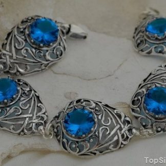 KLEO - srebrna bransoletka z akwamarynem