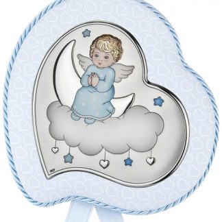 Medalion grający - aniołek na chmórce - niebieski