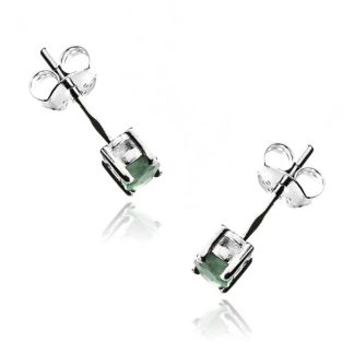 Kolczyki srebrne   ze szmaragdem sztyfty